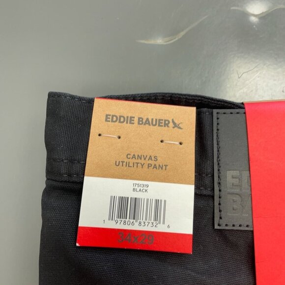 NEW Eddie Bauer Men's 34x29 Canvas Utility Pants Black Cargo - Picture 7 of 9